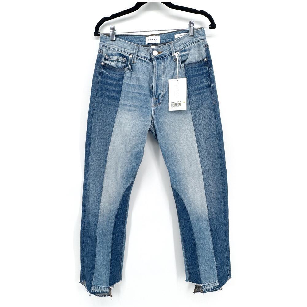 FRAME Denim Nouveau Le Mix Patchwork Jeans Sz 26 NWT $449 Distressed - Picture 2 of 12